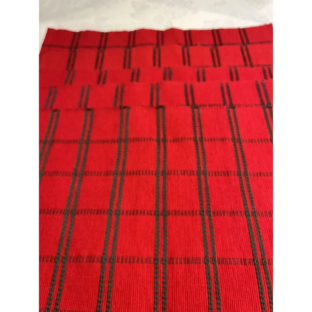 Set of 5 ~ Pier 1 Red/Green Plaid Placemats Cotton Holiday Christmas